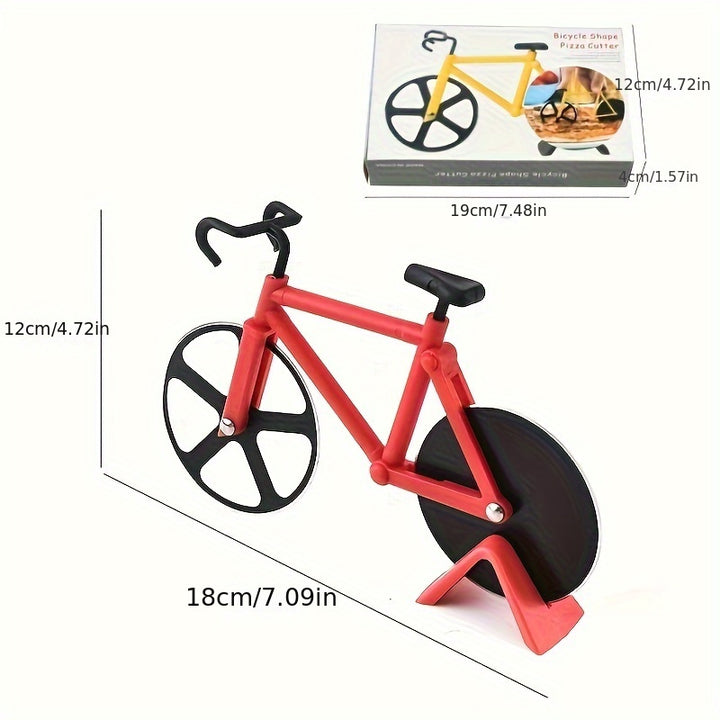 1pc Creative Bicycle-Shaped Pizza Cutter with Dual Stainless Steel Wheels - Easy-Clean, Stand-Up Design for Pizza, Bread & Dough Cutting - Ideal Gift for Pizza Lovers & Cyclists
