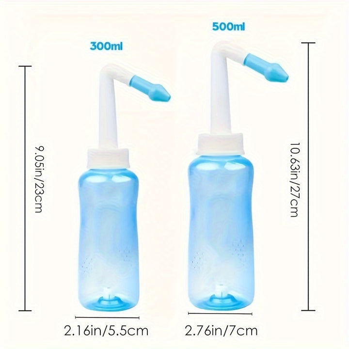 Nasal Wash Bottle: 300/500ml Neti Pot Sinus Rinse Bottle for Adult BPA Free - Nose Care, Rhinitis, Nose Allergic, Cold Flu Nursing