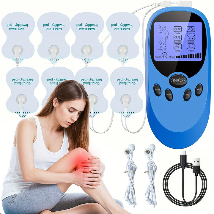 CESLIFF TENS + EMS Dual Channel Muscle Relief Pulse Massager With 8 Electrodes For Shoulder, Shoulder And Back Pain, Knee Muscle Relief, Injury Recovery, Portable Design, Perfect Gift For Family And Friends!