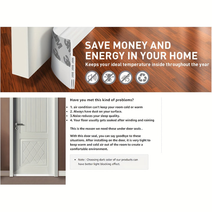 1pc Silicone Door Draft Stopper, Under Door Draft Blocker, Insulator Door Sweep Weather Stripping, Noise Stopper, Strong Adhesive 39" Length