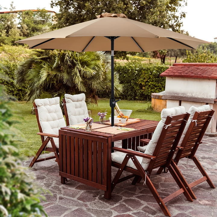 9 FT Outdoor Umbrella, Outdoor Furniture, Patio Table Umbrella With Push Button Tilt And Crank, Pool Beach Yard Umbrella For Commercial & Residential With 8 Sturdy Ribs