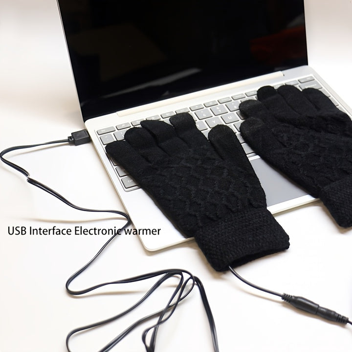 [Heated Fingerless] USB Heating Gloves | Knitted Fingerless | Washable Design | Winter Hand Warmth | Laptop Gloves