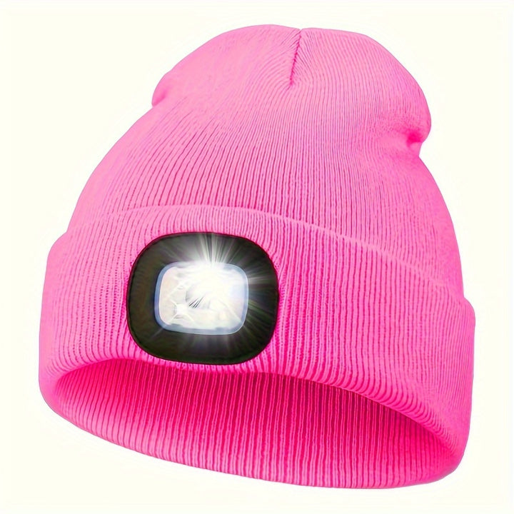 Solid Color Unisex LED Beanie With Light Breathable Headlamp Cap Tie Dye Knit Hats Warm Skull Cap Cuffed Beanies For Night Walking, Fishing, Camping music festival