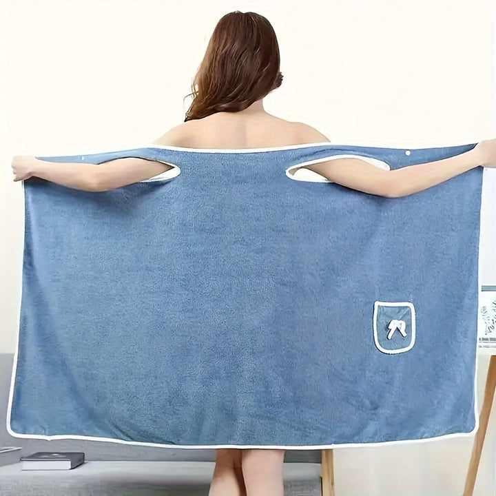 1 pièce Serviette de bain portable, Jupe de bain en velours corail épaissi avec nœud papillon pour adultes, Serviette de bain à absorption d'eau et séchage rapide, Fournitures de bain, Kilt de sauna, Enveloppement de spa pour femmes