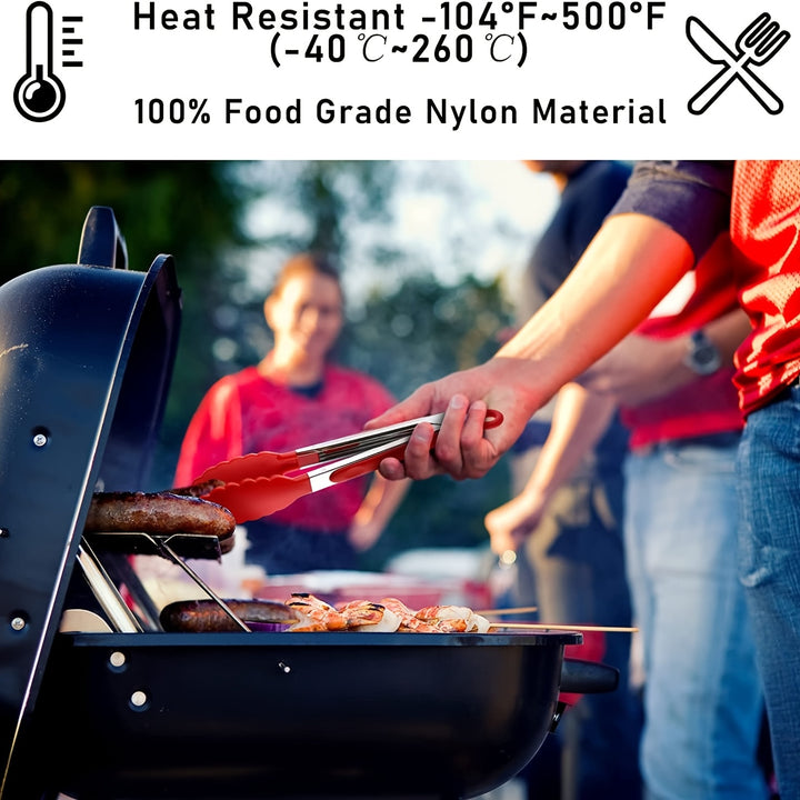 3pcs / 7pcs Kitchen Tongs, 7 Inch Small Silicone Tongs with Stainless Steel Silicon Handles and Nylon Tips, Heat Resistant Non-Stick Cooking Tongs, Mini Locking Food Tongs for Cooking Salad Grilling and Frying