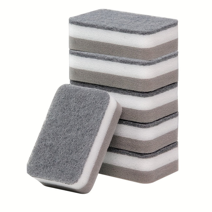 6/12-Piece Heavy-Duty Double-Sided Cleaning Sponge Kit - Effective for Tough Household Scrubbing, Gentle on Dishes, and Perfect for Commercial Cleaning Services - Reusable, Absorbent, and Easy to Clean!