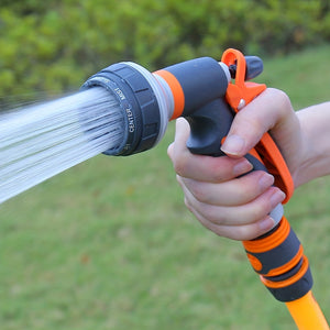 High-Pressure Garden Spray Gun for Outdoor Watering - Adjustable Nozzle, Lightweight Plastic Design, Thread Standard, Orange & Black Handles for Easy Grip
