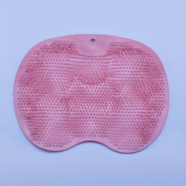 Dual-Texture Exfoliating 1pc Pink Scrubber Pad - Foot & Back, 11.8" - Non-Electric, Durable Plastic/Rubber, Ideal for Bathroom/Kitchen/Outdoor - Enhances Soap Suds Lathering