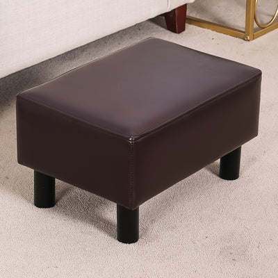 Faux Leather Footrest - Small Foot Rest Stool Ottoman - For Chair, Under Desk, Office, Living Room