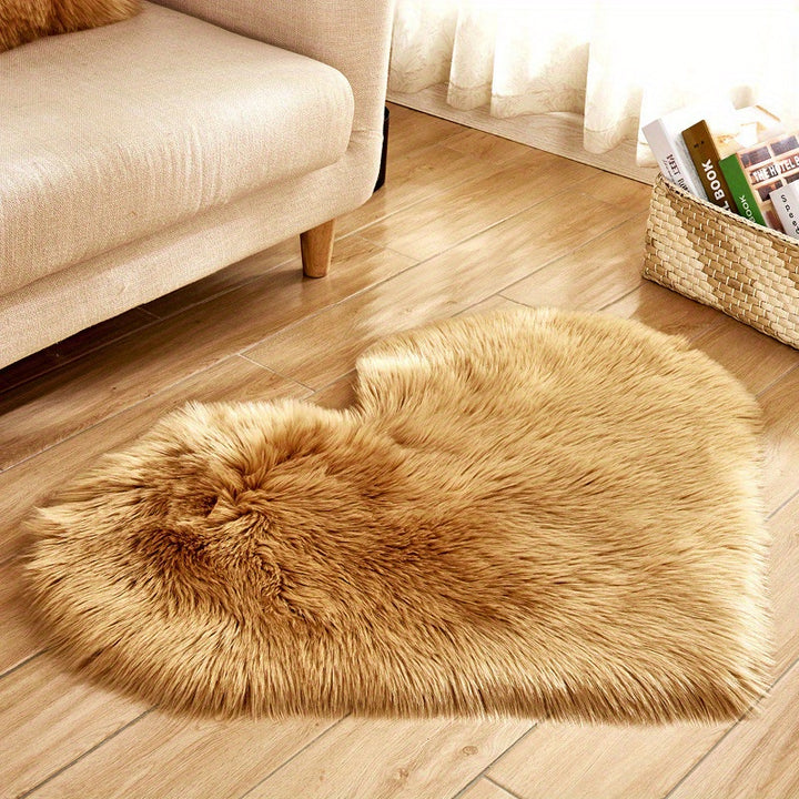 Heart Shaped Fluffy Shaggy Faux Fur Rug - 1pc Plush Carpet for Living Room Bedroom Sofa - 50*60cm/19.68*23.62in Area Mat