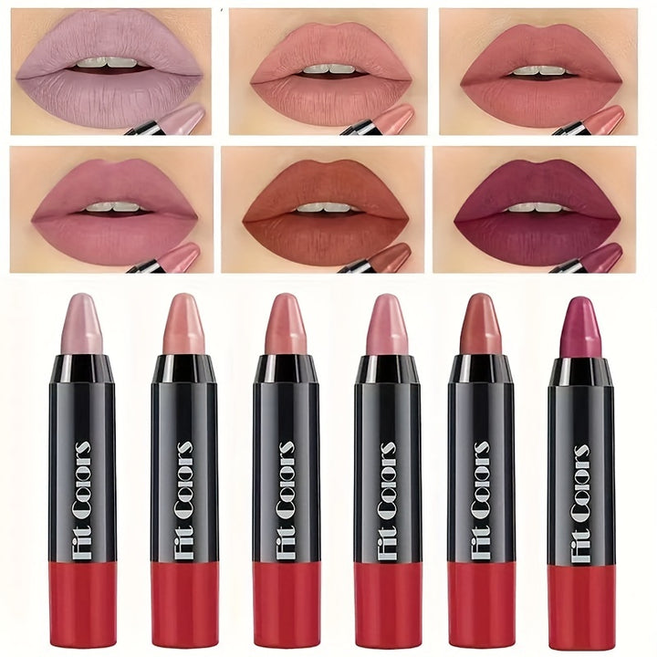 6 Pieces, Crayon Lipstick, Matte Lipstick, Easy Coloring Lip Liner, Durable Easy Coloring Moisturizing Lipstick, Girls' Must-Haves, Valentine's Day Gifts for Women