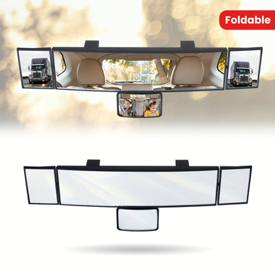 Quadruple Folding Foldable Car Mirror, Multifunctional Adjustable Swivelling Widen The Field Of View Mirror