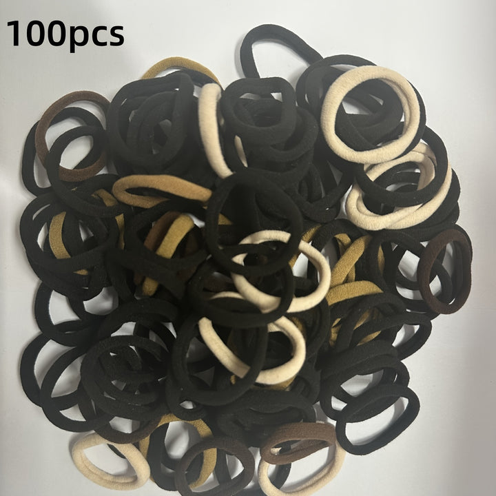 50/100pcs Black Fabric Elastic Hair Ties for Women & Girls - Soft, Damage-Free Ponytail Holders, Scrunchies, Everyday Hairstyling Accessories