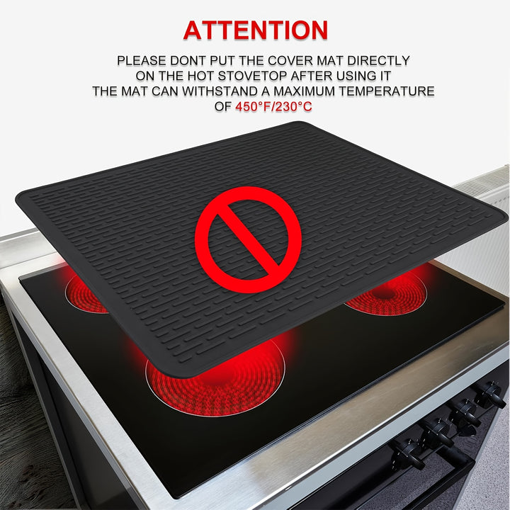 Stove Sovers For Stove Top - Silicone Electric Stove Cover Mat - 28 X 20 Ceramic Stove Guard Stove Top Protector, Heat Resistant Glass Cooktop Cover, Dish Drying Mats For Kitchen