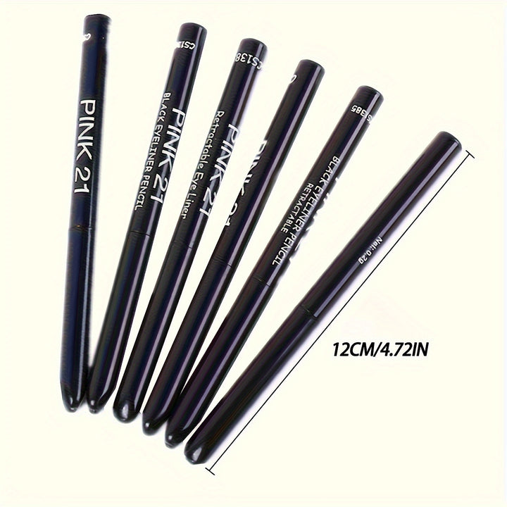 [5-Pack Long-Lasting Black Eyeliner] 5-Pack Waterproof & Sweat-Proof Black Eyeliner Pencil - Long-Lasting, Smudge-Proof For Bold Eye Makeup, Easy Glide Formula for Perfect Wings - Black