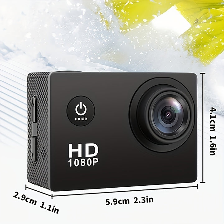 1080P HD Action Camera with 140° Wide Angle, 5.08cm LCD Display, Digital Image Stabilization, Auto Exposure, Fisheye Lens, Rechargeable Battery, USB Power, SD Card Slot, MP4 File Format - Ideal for Outdoor Sports Recording