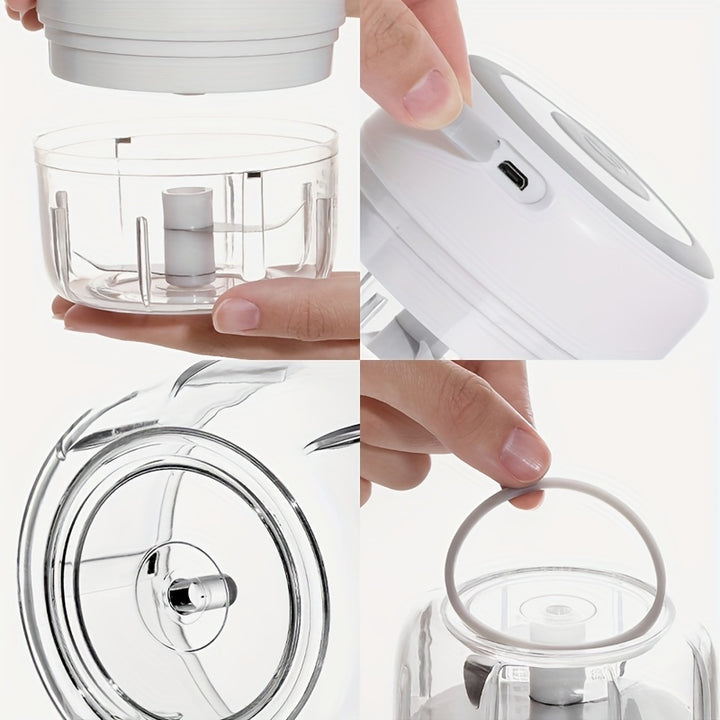 1pc 250ml USB Rechargeable Mini Garlic Mincer - Automatic Kitchen Cooking Machine for Multi Scene Use with Various Colors