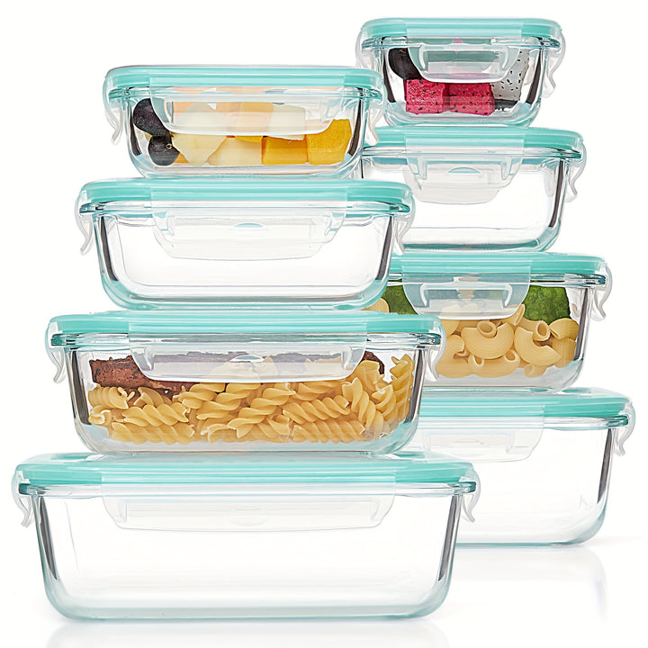 8pcs Glass Food Storage Containers, Meal Prep, Airtight Bento Boxes with Leak Proof Locking Lids, for Microwave, Lunch Boxes, Oven, Freezer And Dishwasher, BPA Free