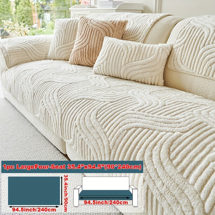 [1pc Breathable Sofa Cover] 1pc Plush Non-Slip Sofa Cover, Modern Luxury, Pet-Friendly, Breathable, Fashionable Home Decor, Suitable for Living Room, Bedroom, Office, Polyester Fabric, Machine Washable, No Print, 250-300g Squ