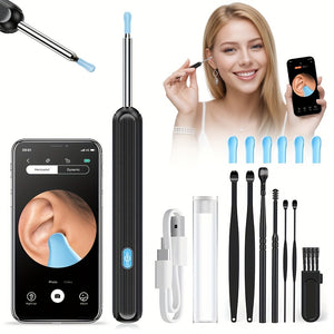 [Wi-Fi Ear Cleaner] INSKAM Wi-Fi Enabled 1080P Ear Wax Removal Tool with Camera, Ear Cleaning Kit, Rechargeable Lithium Battery, 6 Spoons, Ear Tweezers for Ear Care