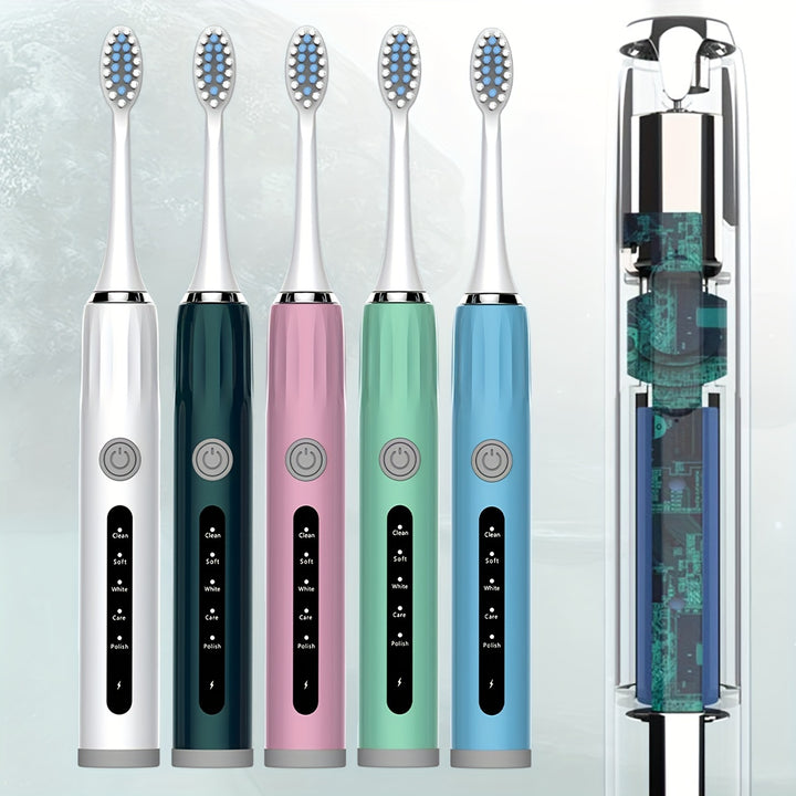 Adult Electric Toothbrush USB Charging Model with 8 Replacement Brush Heads, Five Colors to Choose from, High-looking, Fully Automatic, Super Soft Toothbrush Suitable for Sensitive Gums and Teeth