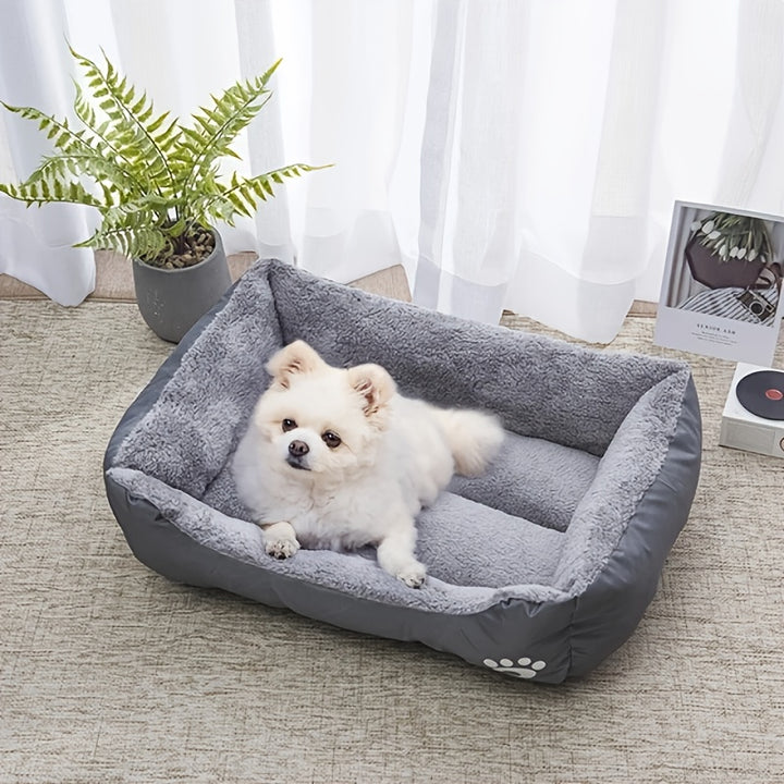 Large Square Waterproof Plush Pet Bed - 1pc Cozy Dog Cat Kennel - Washable Summer Mat for Medium to Large Dogs, Pet Supplies