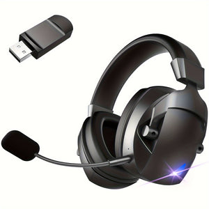 Kabelloses Gaming-Headset mit abnehmbarem Mikrofon mit Geräuschunterdrückung, 2,4 G kabellos, USB- und 3,5-mm-Buchse – kompatibel mit PC, PS4, PS5, für Switch, Telefone und Tablets, 3 Modi