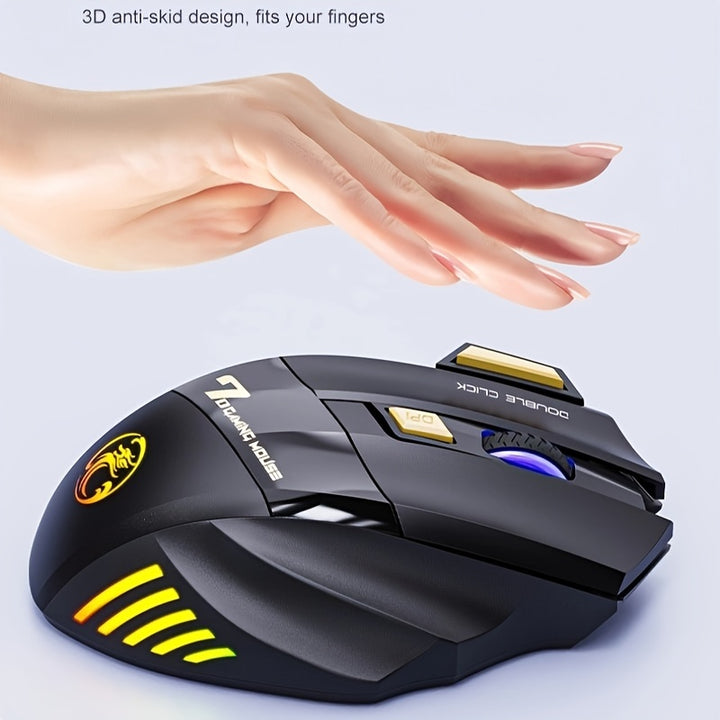 Rechargeable Wireless Gaming Mouse with RGB Backlight, Ergonomic Silent Mice for Laptop PC, Adjustable DPI, USB Charging - ELFO LARANJA, Computer, Gamer