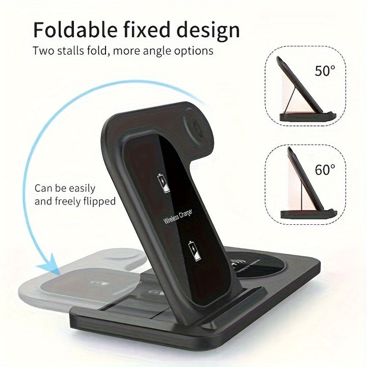 MINGMAI 3-in-1 Fast Wireless Charger Stand with USB Connector, Lightweight Design, Compatible with iPhone 14/13/12/11 Pro MINI MAX XS 8 Plus, Apple Watch Series 8/7/6/SE/5/4/3/2, AirPods 3/2/Pro - Ideal for Home & Office Use