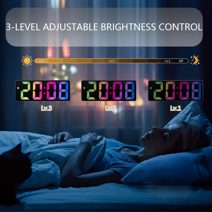 LED Digital Alarm Clock with Temperature Display - 3-Level Brightness, Silent Operation, USB Powered - Perfect for Bedroom & Home Decor