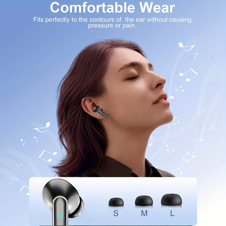 1 Pair LIFEBEE True Wireless Earbuds with Digital LED Power Display, TWS In-Ear Headphones with ENC Noise Cancelling, Built-in Condenser Mic, Sports Exercise Earphones with Deep Bass, Type-C Rechargeable Case, 300mAh Lithium