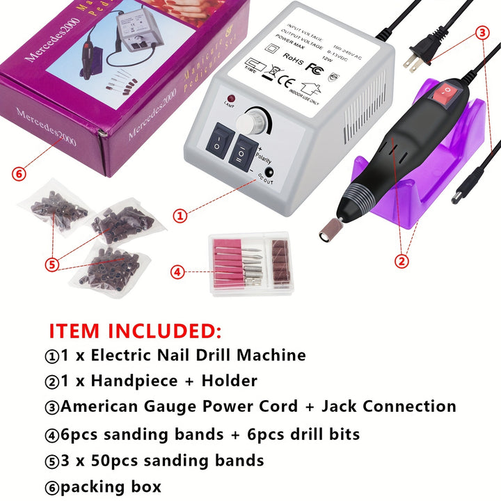 [156pcs Electric Nail Drill Machine] Professional Electric Nail Drill Machine Nails File Manicure Set Low Noise Vibration With 156pcs Sanding Bands For Acrylic Nail Drill Gel Art Remover Pedicure Tool Glazing Polisher Polishi