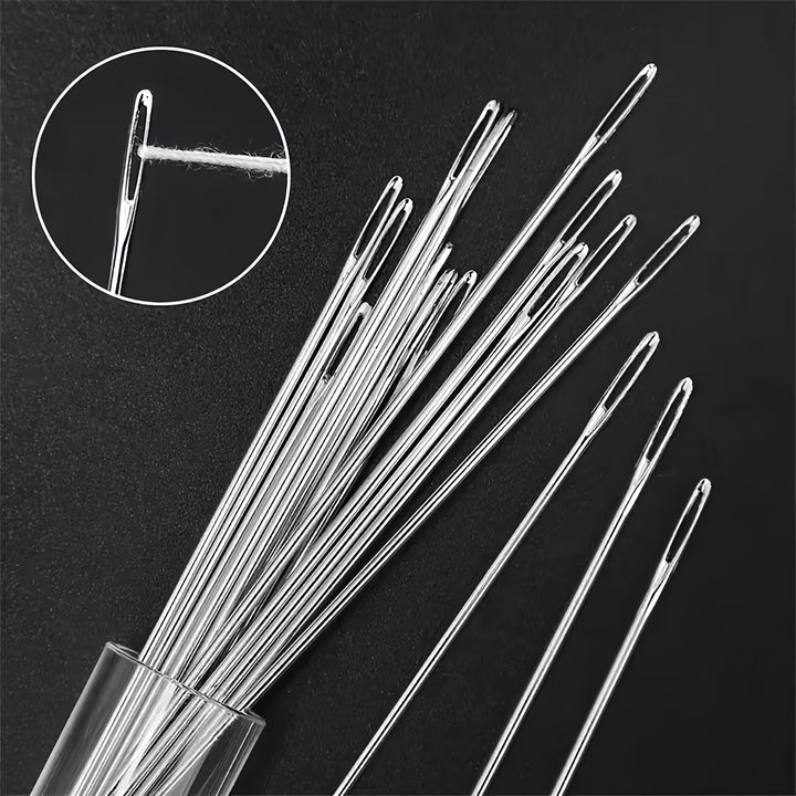 15pcs Large Eye Sewing Needles, Easy Thread Hand Embroidery Needle, 5 Sizes to Meet Different Needs, Suitable for Hand Sewing and Cross Stitch, Polished and Sharp