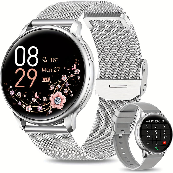 1 Stück LITTLE MEATBALL Smartwatch mit kabellosem Anruf & SMS, minimalistisches Design, 1,32" TFT-Bildschirm, 360x360 Auflösung, wasserfest, 19 Sportmodi, Musikplayer, Schlaftracker, Schrittzähler, magnetisches Laden, 260mAh wiederaufladbar