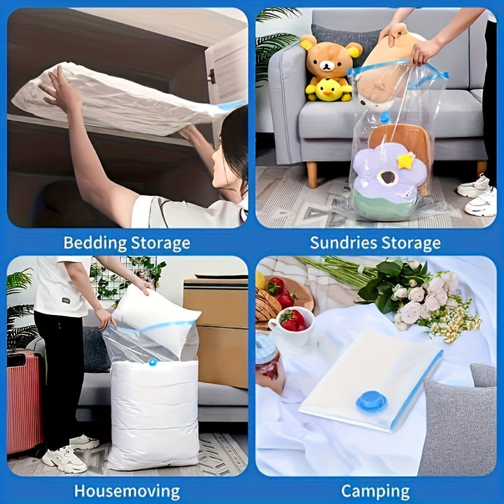 [Vacuum Storage Bags] 6pcs Vacuum Storage Bags with 1 Manual Pump - Portable Plastic Travel Bag - Suitable for Blankets, Bedding, Clothes, Quilts, Duvets, Ideal Home Supplies, Must-have Storage Space-saving Bag