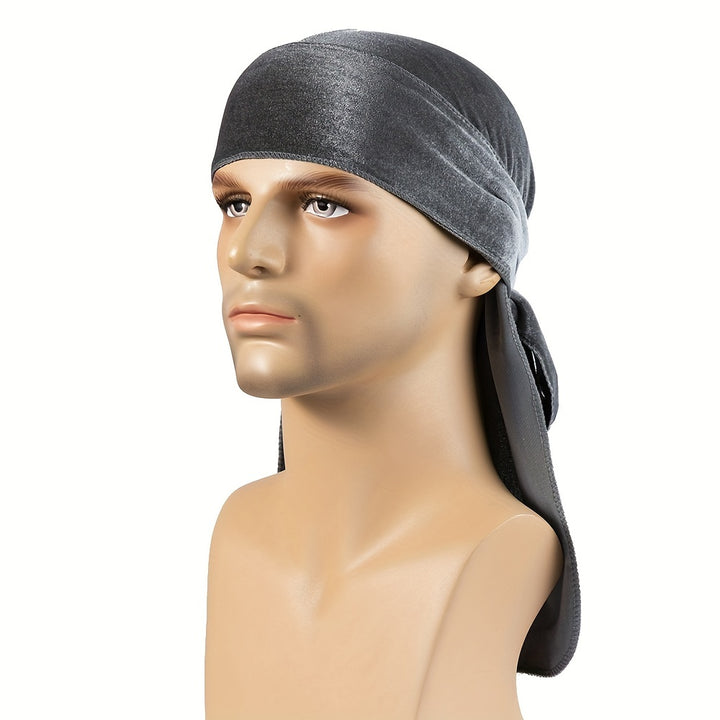 Durags en velours pour hommes - Longue queue, brillant, bonnet pour cheveux stylés