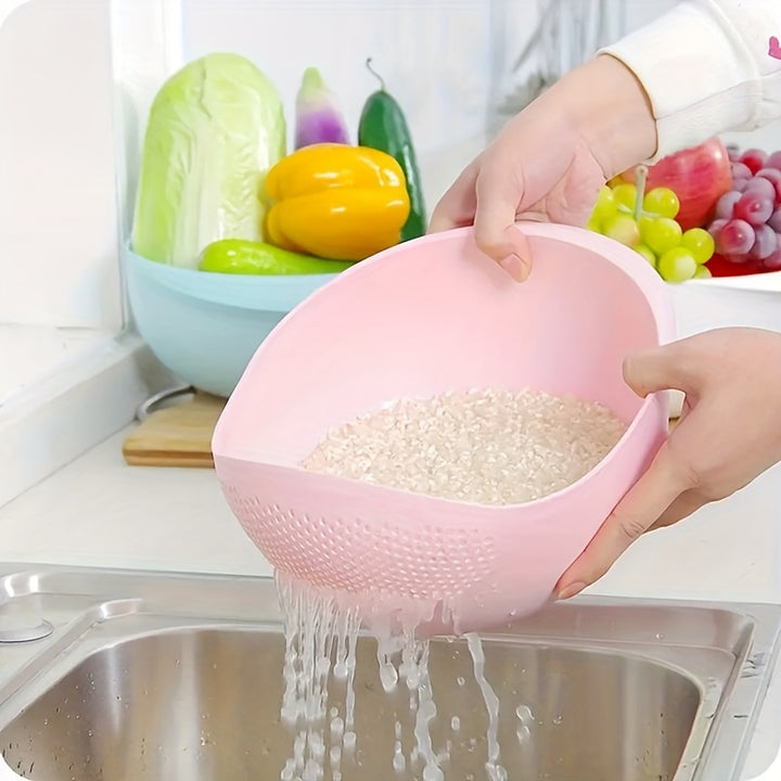 1pc, Plastic Rice Washing Bowl With Strainer - Efficiently Wash Small Grains And Kitchen Gadgets