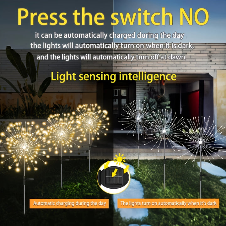 8 Modes Solar LED Smart Outdoor Lighting, Solar Holiday Decorative Lights for Patios, Gardens, Pathways & Villas