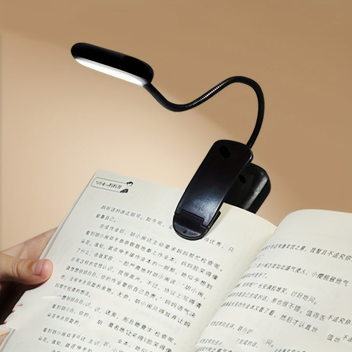 1pc Clip On Book Light, Battery Powered Flexible Hose Table Lamp, Desktop Small Reading Lamp, Portable Small Night Light For Room Decor