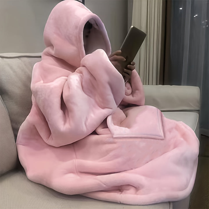 [Soft Sherpa Fleece Hoodie Blanket] Ultra-Soft Reversible Sherpa Fleece Hoodie Blanket with Kangaroo Pocket - Cozy Wearable Snuggle Sweatshirt, Machine Washable, Perfect Christmas Gift