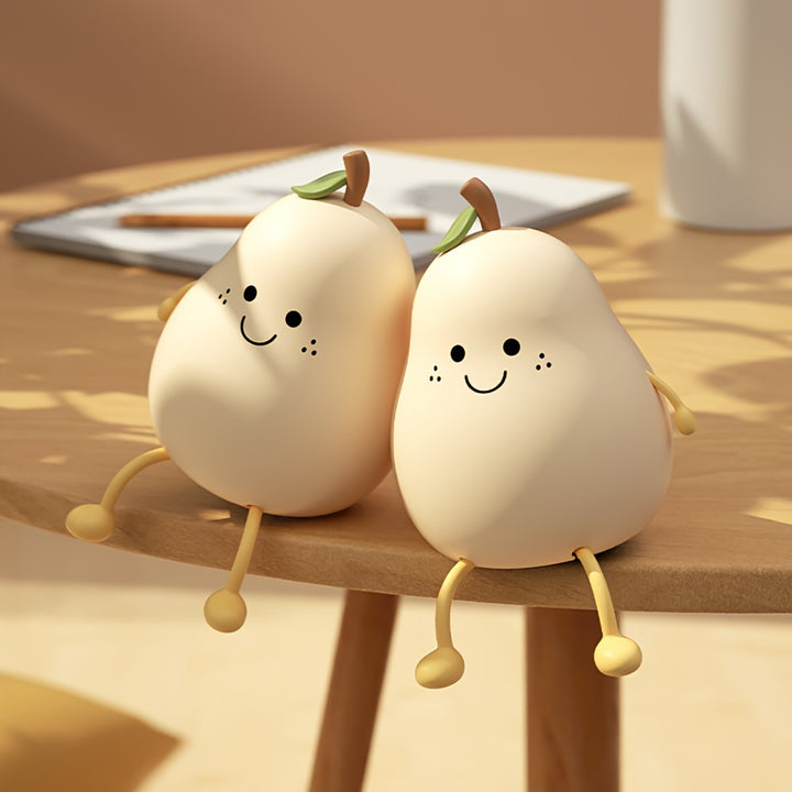 Charming Pear-Shaped LED Night Light with Touch Control - USB Rechargeable, Adjustable Brightness, Multiple Colors - Perfect for Bedroom Ambiance