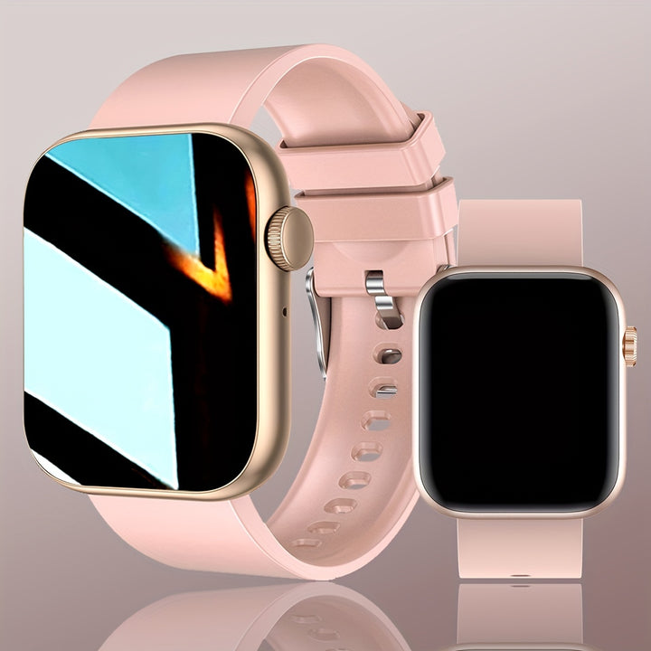 Chic Women's Smartwatch with Call & Text - 1.83" HD Touchscreen, Wireless Connectivity, Silicone Band, Fashionable Square Design for Android & for iPhone