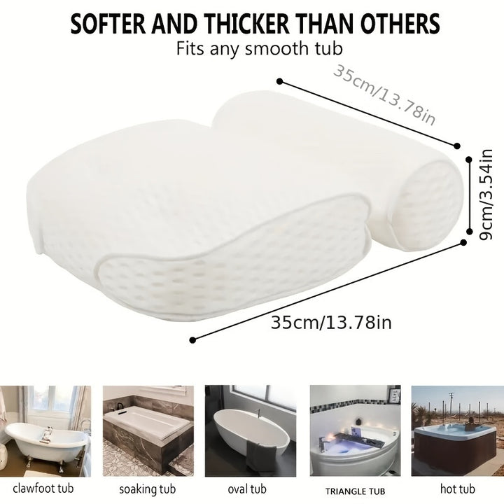 [Anti-slip Pillow for Neck Support] Bathtub Anti-slip Pillow, Spa Bath Pillow, with Anti-slip Suction Cups, for Neck and Back Support, Bathroom Accessories, Bathtub/Bathroom Accessories