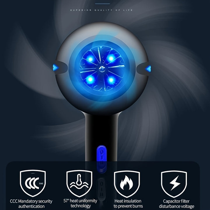 Fashionable Hair Dryer, Constant Temperature Control, 5 Heat Settings, Fast Drying, With Diffuser, Concentrator Nozzles, And Styling Accessories