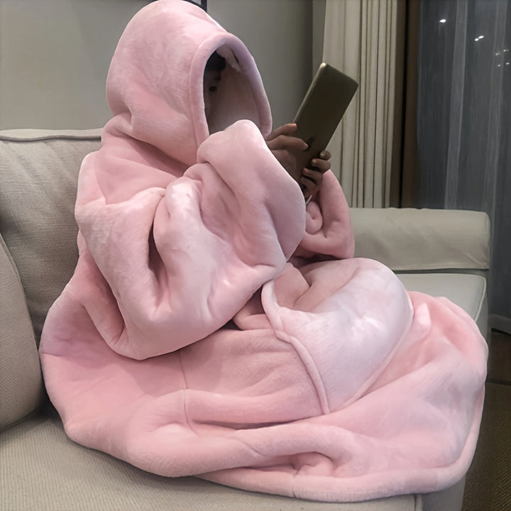 Soft Double-sided Wearable Hoodie Blanket Pajamas - Comfortable Over sized Hooded Blanket with Kangaroo Pockets, Machine Washable Christmas Gifts Valentine's Day, Suitable for Office, Festival, New Year's Gift