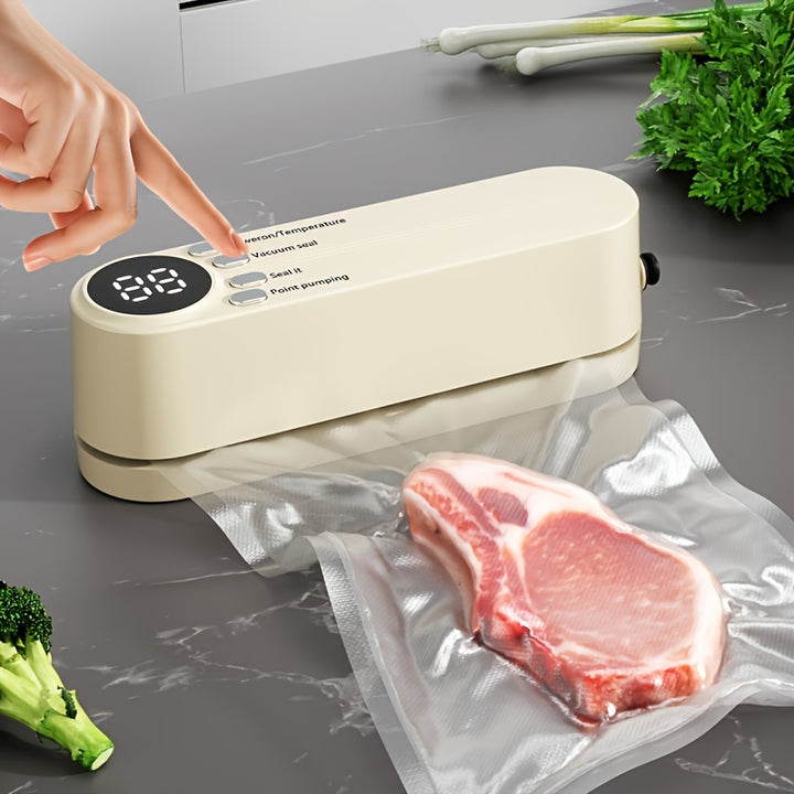 Portable USB Rechargeable Vacuum Sealer with Quick Seal, Airtight Bags & Pump - Space-Saving Design for Food Preservation of Snacks, Meat, Fruits & Vegetables