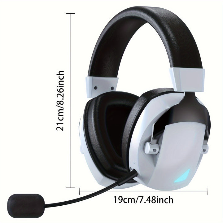 Wireless Gaming Headset with Detachable Noise-Canceling Mic, 2.4G Wireless, USB & 3.5mm Jack - Compatible with PC, PS4, PS5, for Switch, Phones & Tablets, 3 Modes