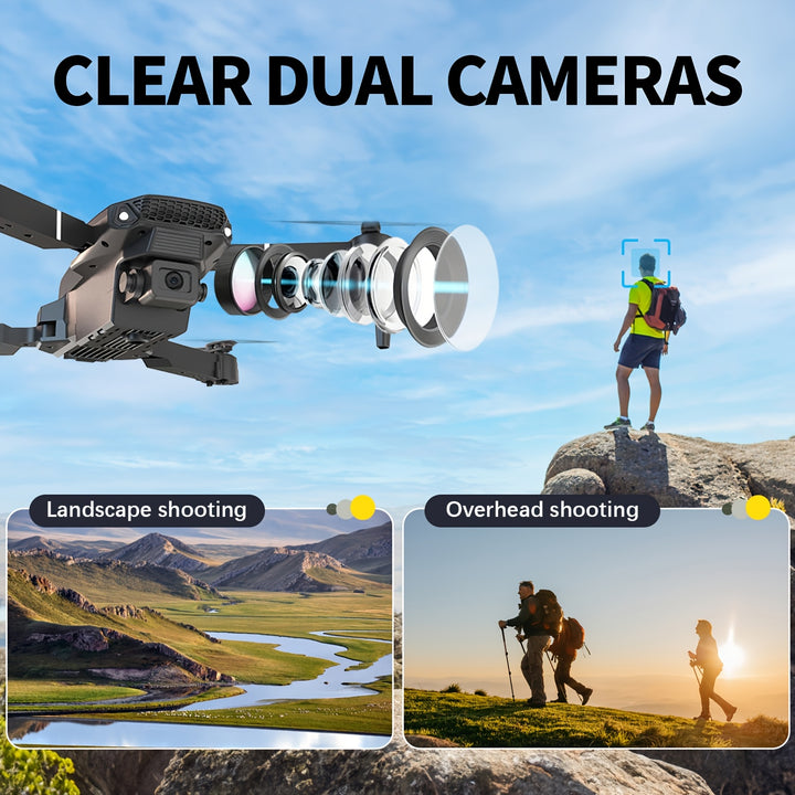 FACEGLE E88 Dual Camera Drone, Foldable Quadcopter with Wi-Fi, 480p Video Capture, 36V Battery, 5-Min Flight Time, 50m Max Altitude, 4m/s Max Speed, 30m Control Range, Ideal for Beginners, Perfect Gift for Christmas, Hallowee