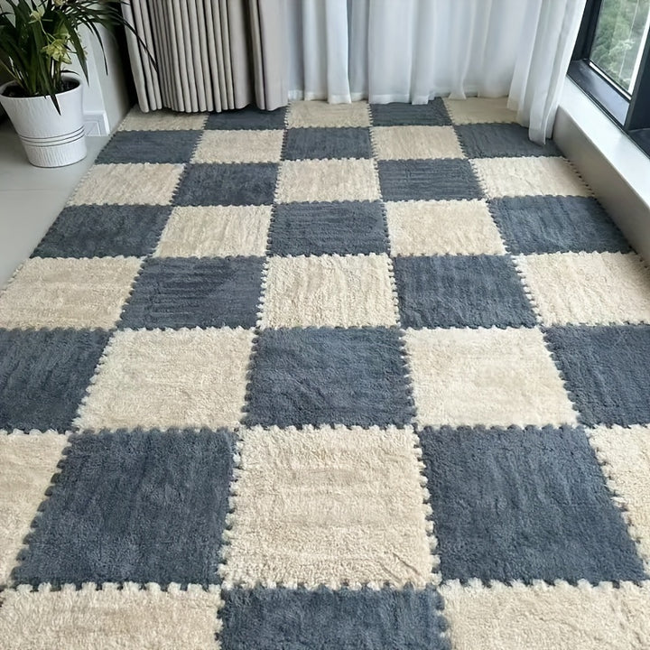 [40 piezas de Alfombra Moderna de Felpa Engrosada] 40 piezas de Alfombra de Parcheo Moderna de Felpa Engrosada para Dormitorio, Sala de Estar, Cuarto de Abrigos, Renovación de Casa de Alquiler, Adecuada para Todas las Estaciones