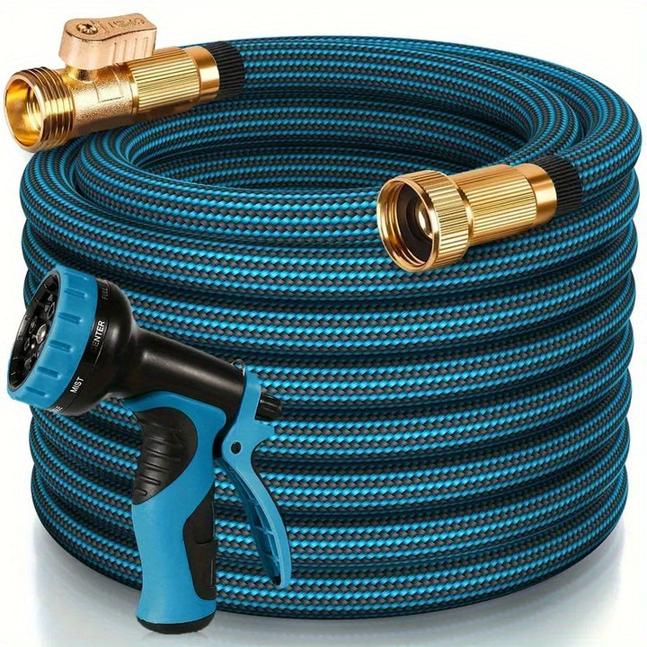 [100ft Heavy-Duty Garden Hose] Heavy-Duty 100ft Garden Hose, Non Expandable | 3/4" Solid Brass Fittings, Leakproof Design, Durable Rubber Material, US Standard Threads | Perfect For Gardening, Cleaning, Forestry 25FT/50FT/75F